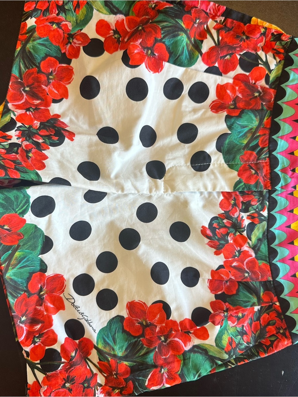 Dolce & Gabbana Multicolor Polka Dot and Floral shorts with Yellow Trim